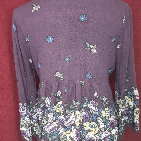 Blue Rain Purple Floral Blouse Small - Picture 3 of 3